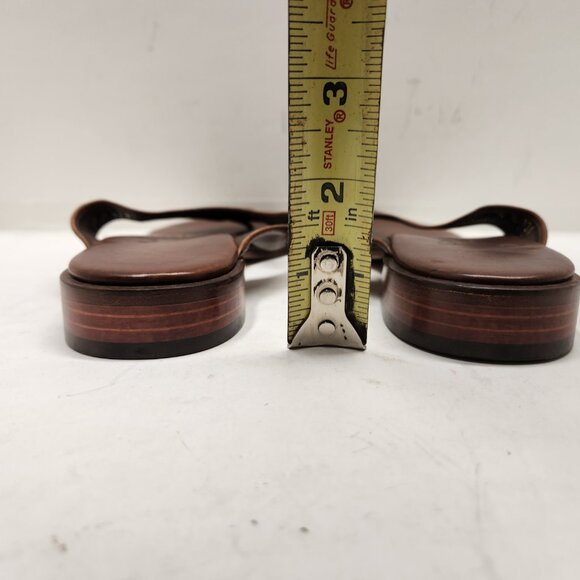 Cole Haan City Women’s Sz 8 B Leather T-strap Thong Sandals Chestnut Brown - Picture 5 of 10